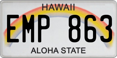 HI license plate EMP863