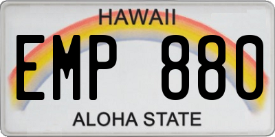 HI license plate EMP880