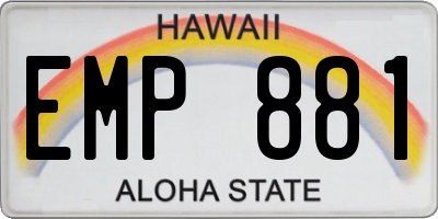 HI license plate EMP881