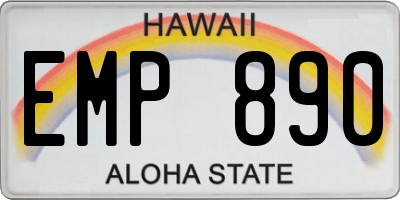 HI license plate EMP890