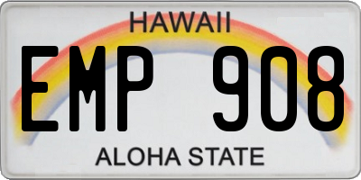 HI license plate EMP908