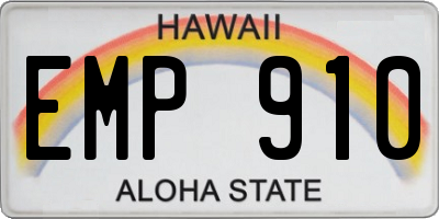 HI license plate EMP910