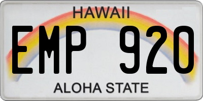 HI license plate EMP920