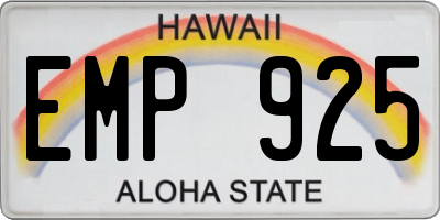 HI license plate EMP925
