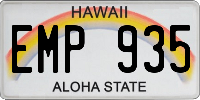 HI license plate EMP935