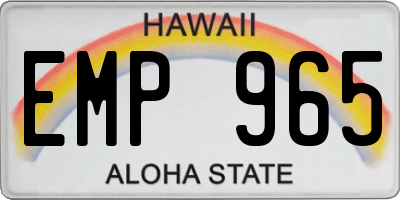 HI license plate EMP965