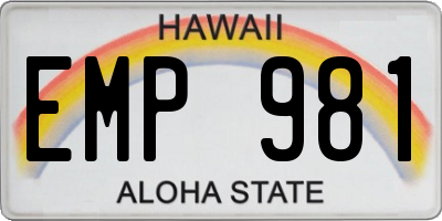 HI license plate EMP981