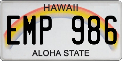 HI license plate EMP986