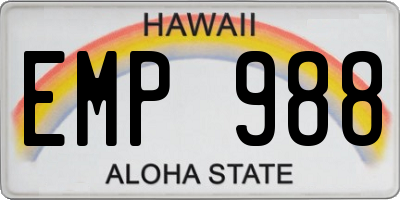 HI license plate EMP988