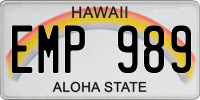 HI license plate EMP989