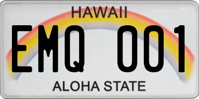 HI license plate EMQ001