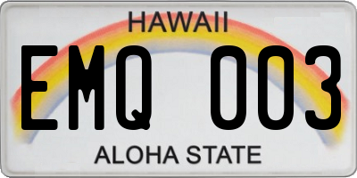 HI license plate EMQ003