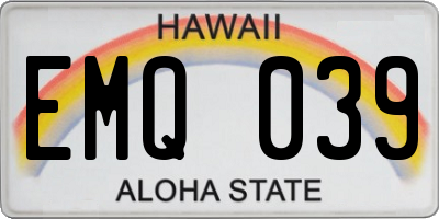 HI license plate EMQ039