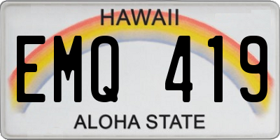 HI license plate EMQ419