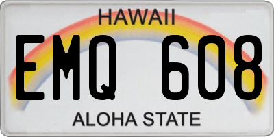 HI license plate EMQ608