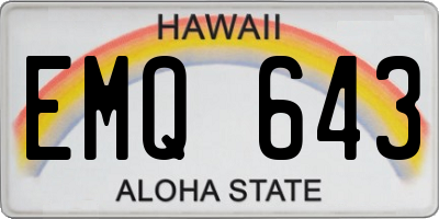 HI license plate EMQ643