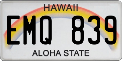 HI license plate EMQ839