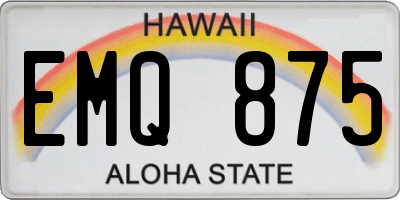 HI license plate EMQ875