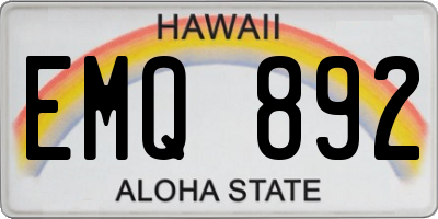 HI license plate EMQ892