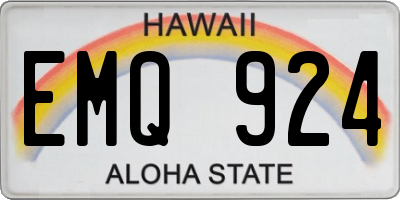 HI license plate EMQ924