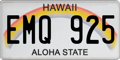HI license plate EMQ925
