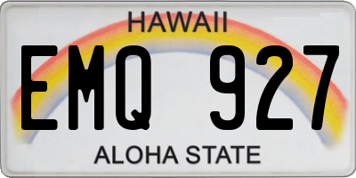 HI license plate EMQ927