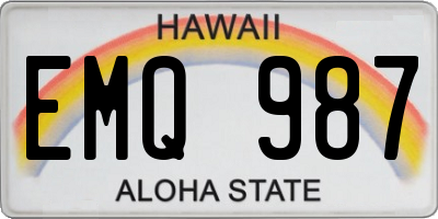 HI license plate EMQ987
