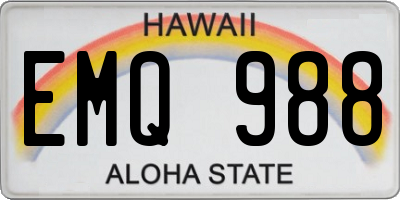 HI license plate EMQ988