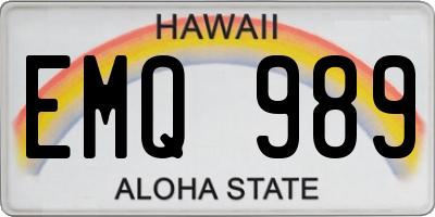 HI license plate EMQ989