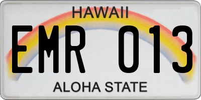 HI license plate EMR013