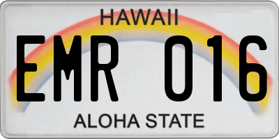 HI license plate EMR016