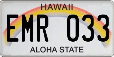 HI license plate EMR033