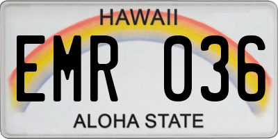 HI license plate EMR036