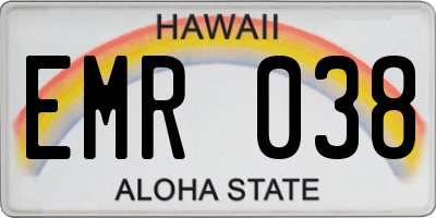 HI license plate EMR038