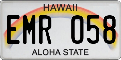 HI license plate EMR058