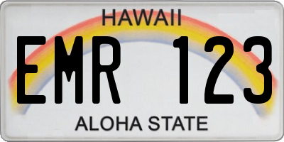 HI license plate EMR123