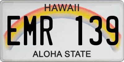 HI license plate EMR139
