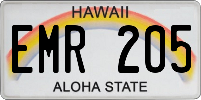HI license plate EMR205