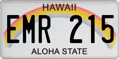 HI license plate EMR215