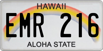 HI license plate EMR216