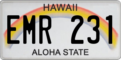 HI license plate EMR231