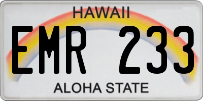 HI license plate EMR233