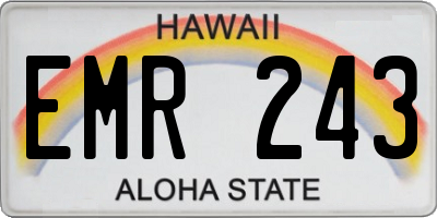 HI license plate EMR243