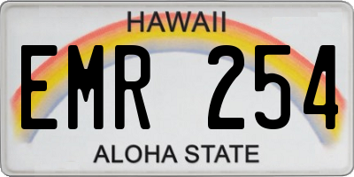 HI license plate EMR254