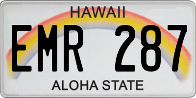 HI license plate EMR287