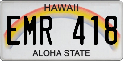 HI license plate EMR418