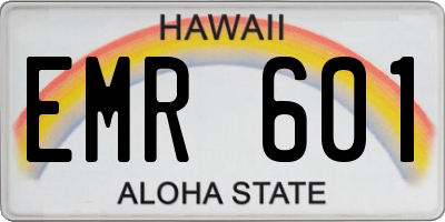 HI license plate EMR601
