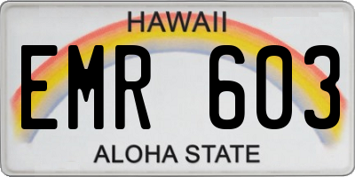 HI license plate EMR603