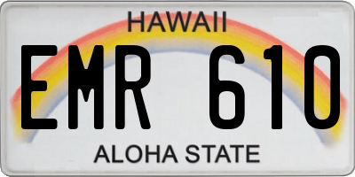 HI license plate EMR610