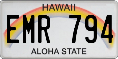 HI license plate EMR794